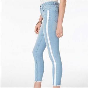 Striped straight leg jeans retro style